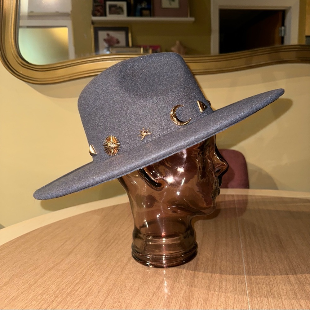 Grey Anthropologie Wide Brim Hat